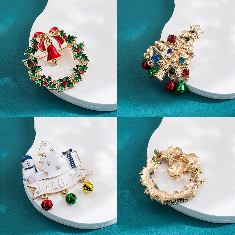 Christmas Tree Snowman Accessories Popular Alloy Diamond Oil Drip Brooch - 图片 8