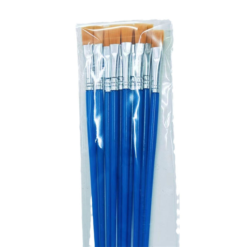 50PC Nylon Hair Flat Brush Watercolor Acrylic Painting Hook Line Pen Digital Oil Painting Brush - Image 4