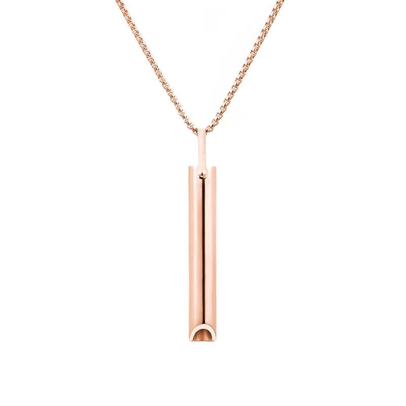 Stainless Steel Whistle Decompression Anxiety Meditation Breathing Titanium Steel Pendant Necklace - 图片 14