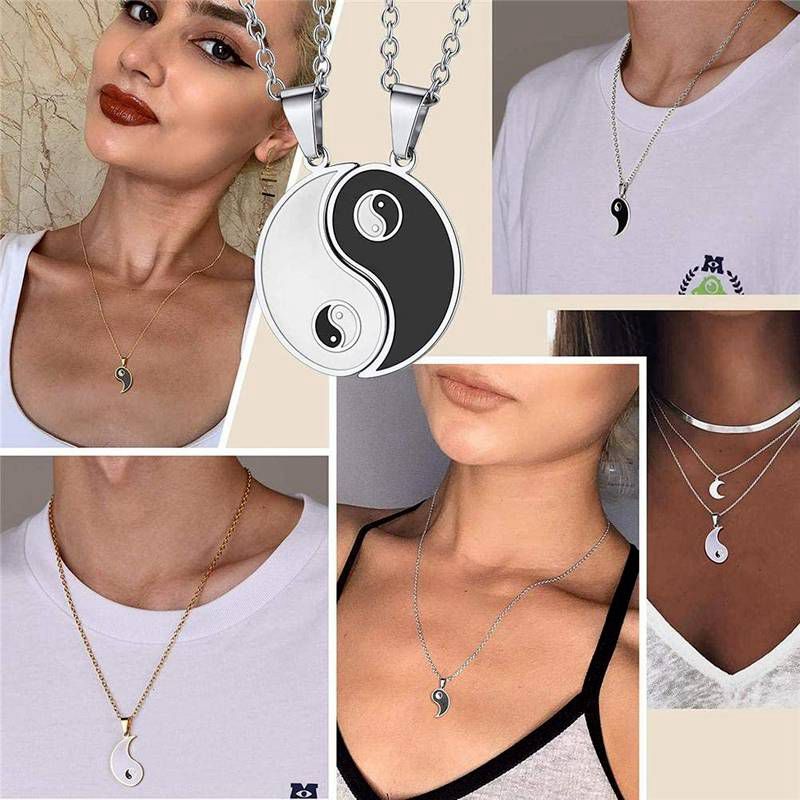 Tai Chi Yin Yang Couple Bracelets Alloy Pendant Adjustable Braid Chain Bracelet Necklace Matching Lover Bracelets Necklaces - 图片 20