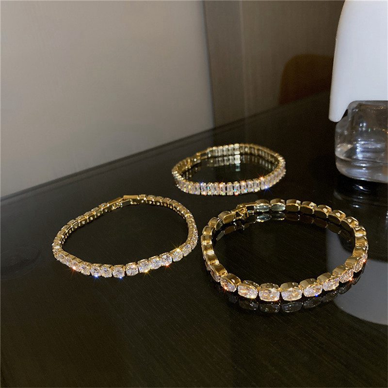 Exquisite Geometry Tennis Bracelets for Female AAA Cubic Zirconia Crystal Bracelets Bead Chain Party Jewelry Accessories Gift - 图片 5