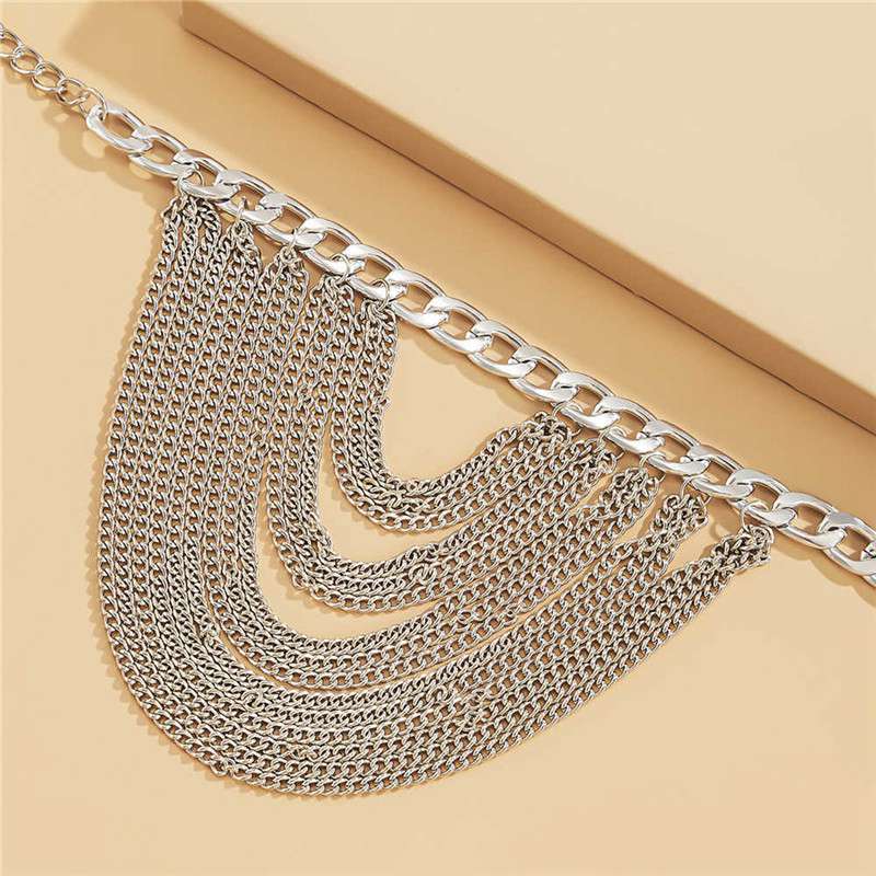 Multi Layered Link Chain Tassel Bracelets Anklets for Women Punk Gold Color Anklets On Foot Barefoot Sandals Jewelry - 图片 4