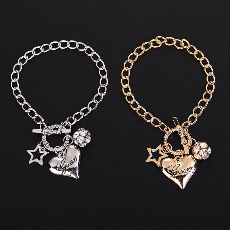 Love Heart Charm Bracelets for Women Gold Silver Color Bracelet&Bangle Jewelry Europe American Style Jewelry