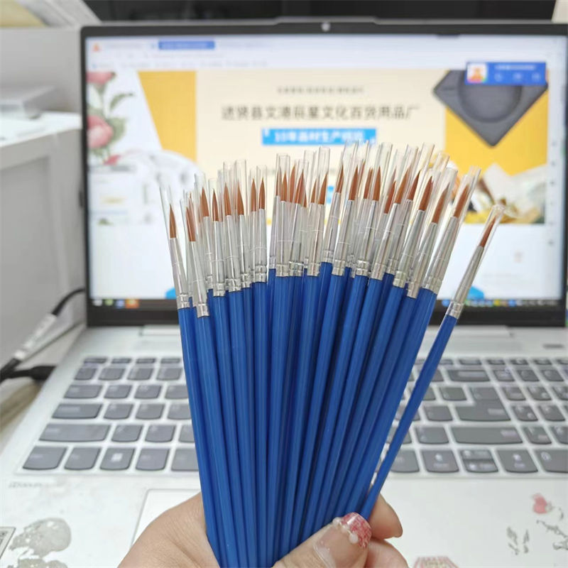50PC Nylon Hair Flat Brush Watercolor Acrylic Painting Hook Line Pen Digital Oil Painting Brush - Image 5