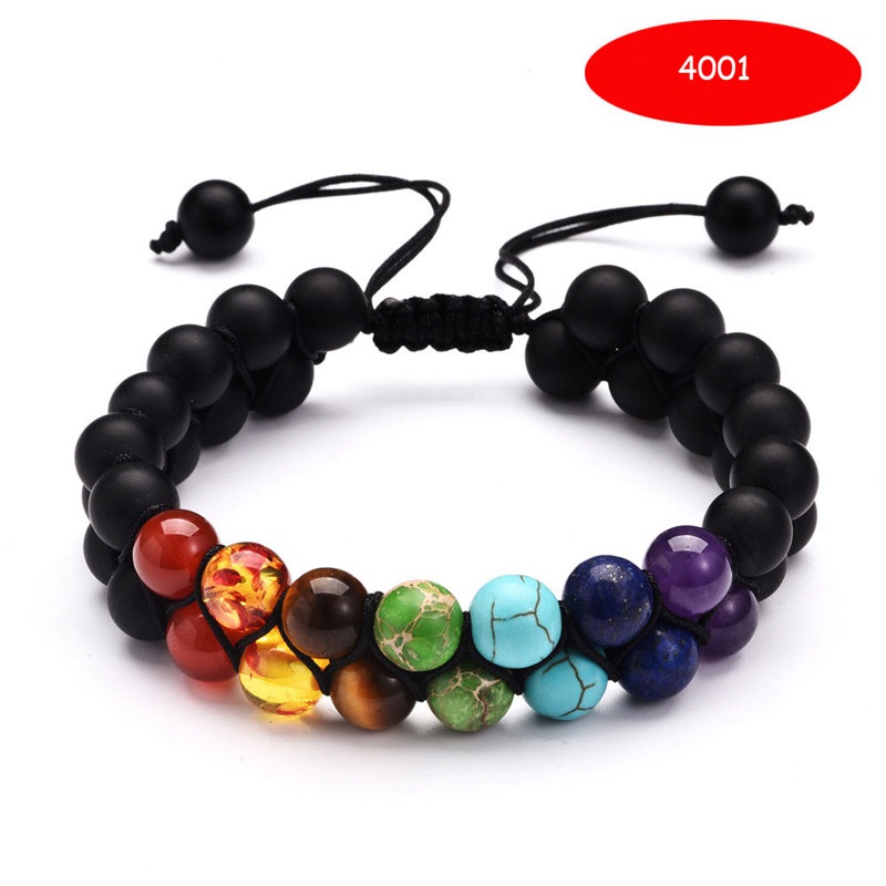 7 Chakra Beads Lava Rock Bracelet 8mm Double Layer Row Adjustable Unisex Yoga Stone Energy Healing Stone Bracelets Xmas Gift - 图片 7