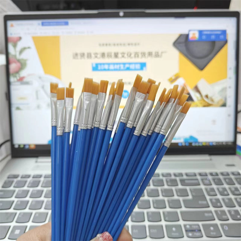 50PC Nylon Hair Flat Brush Watercolor Acrylic Painting Hook Line Pen Digital Oil Painting Brush - Image 6