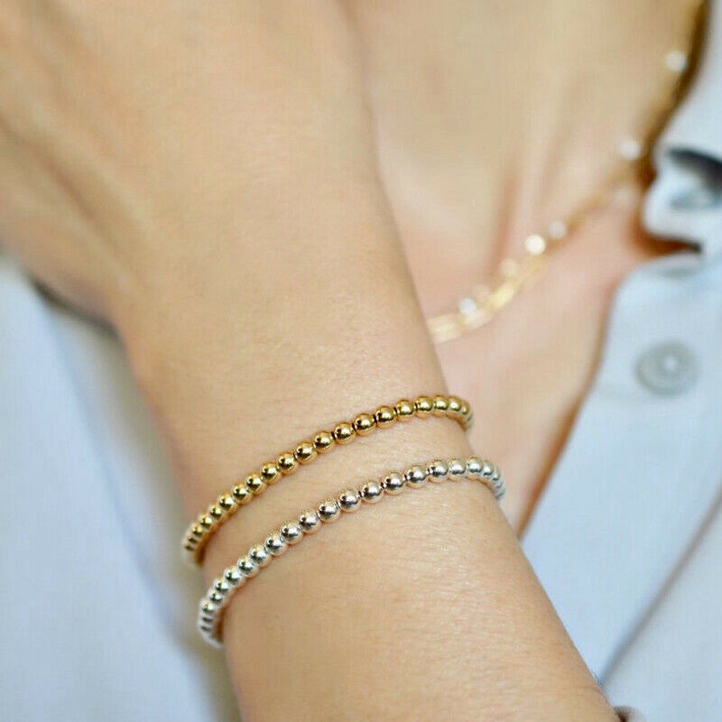 Bohemian Gold Filled Beads Beaded Beaded Stretch Stackable Bracelets Men Women - 图片 7