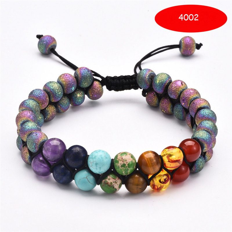 7 Chakra Beads Lava Rock Bracelet 8mm Double Layer Row Adjustable Unisex Yoga Stone Energy Healing Stone Bracelets Xmas Gift - 图片 8