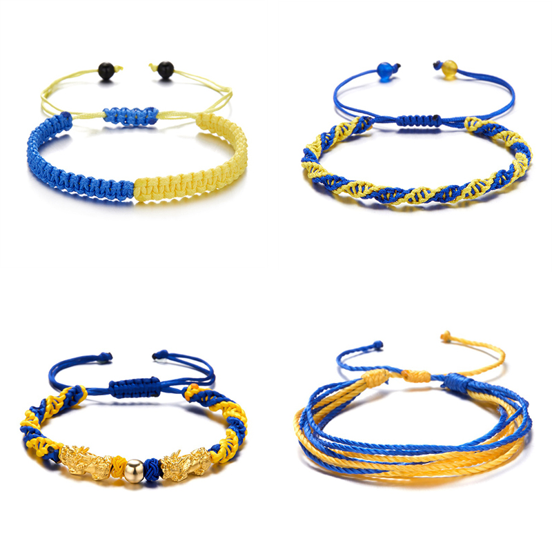 Charm Yellow Blue Ukraine Bracelets For Women Men Handmade Ukrainian Flag Color Woven String Bracelet New Design Couple Jewelry - 图片 14