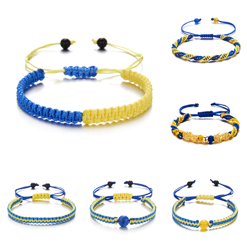 Charm Yellow Blue Ukraine Bracelets For Women Men Handmade Ukrainian Flag Color Woven String Bracelet New Design Couple Jewelry - 图片 13