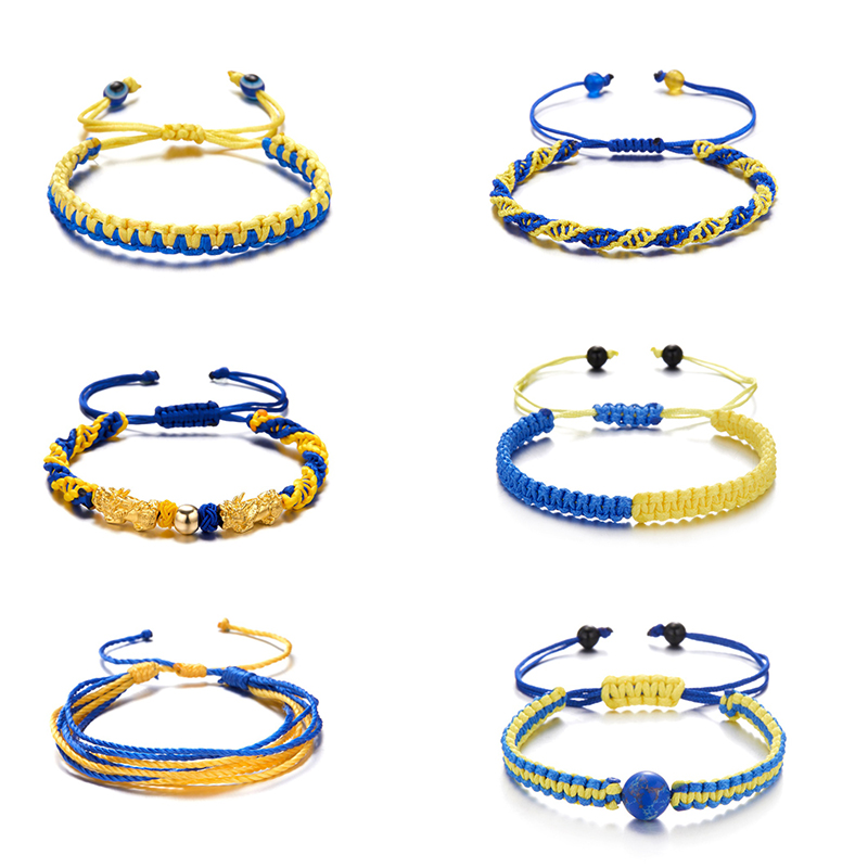 Charm Yellow Blue Ukraine Bracelets For Women Men Handmade Ukrainian Flag Color Woven String Bracelet New Design Couple Jewelry - 图片 11