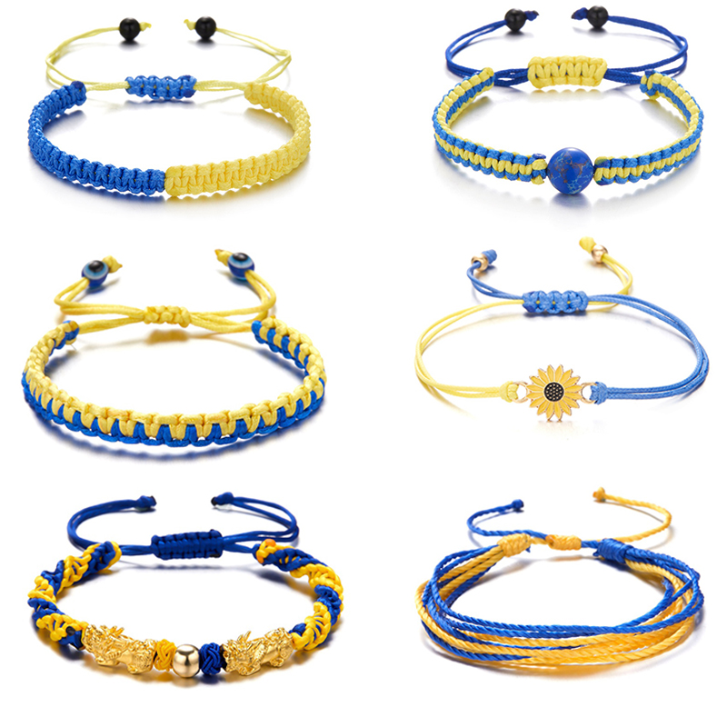 Charm Yellow Blue Ukraine Bracelets For Women Men Handmade Ukrainian Flag Color Woven String Bracelet New Design Couple Jewelry - 图片 12