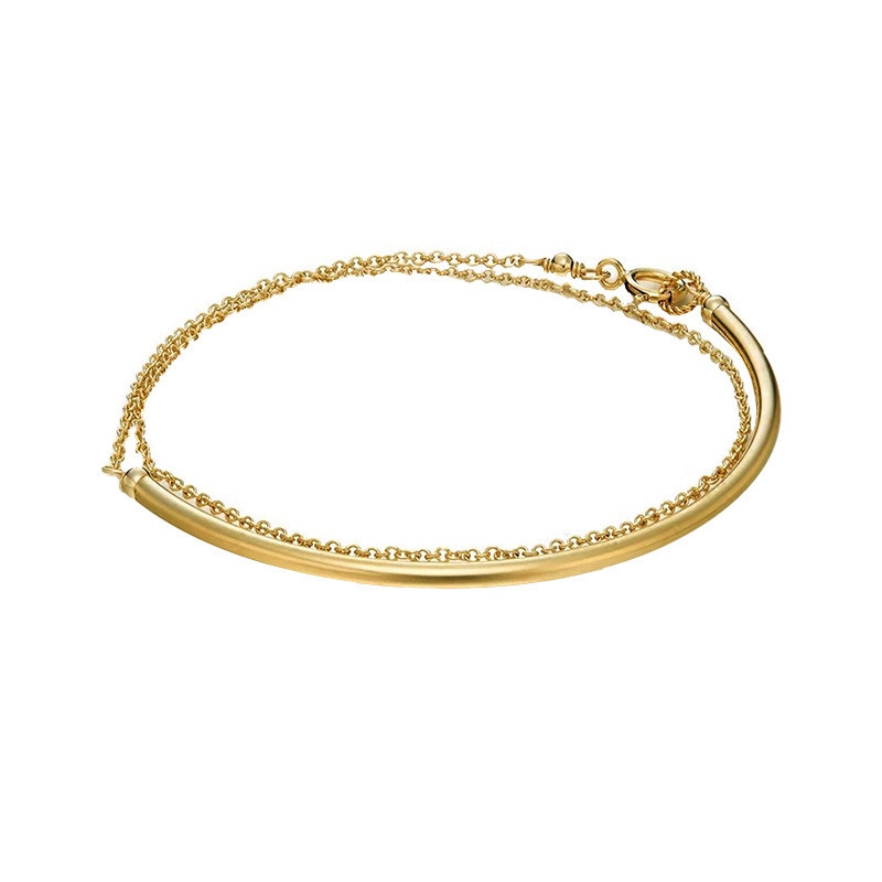 New Simple Gold Minimalist Slim Curved Semi-circular Multi-layer Chain Bracelets For Women - 图片 8