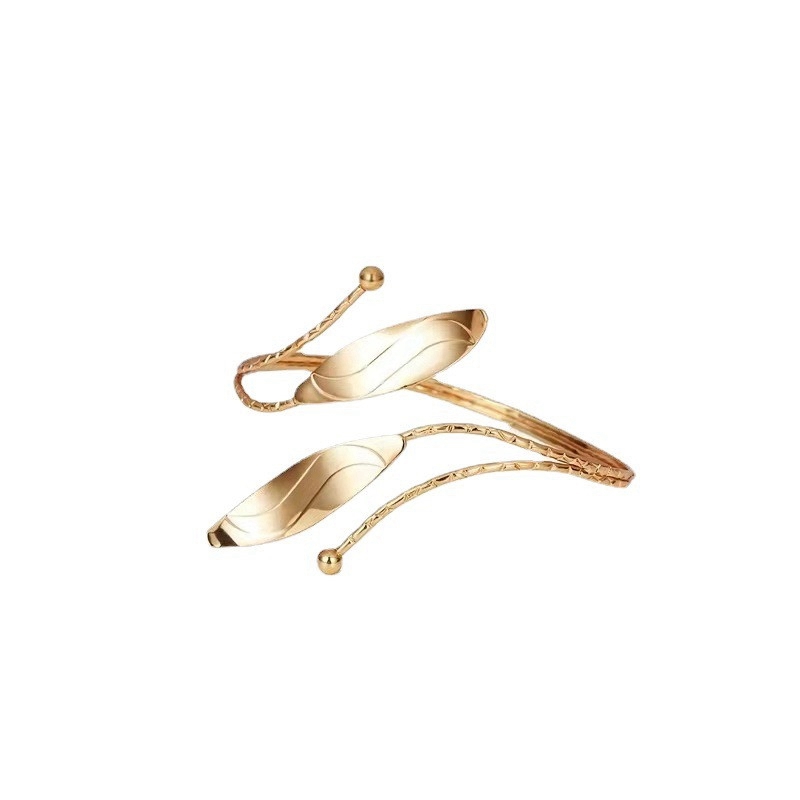 PuRui Bohemian Leaf Charm Upper Arm Bracelet Metal Leaves Tassel Pendants Arm Cuff Bangle Bracelets for Women Fashion Jewelry - 图片 8