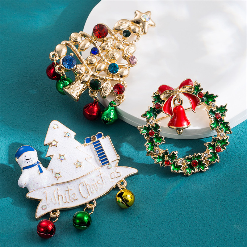 Christmas Tree Snowman Accessories Popular Alloy Diamond Oil Drip Brooch