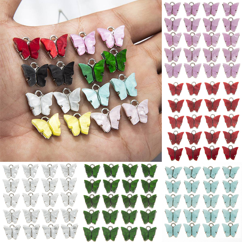 10Pcs Butterfly Charms Enamel Pendants Jewellery Earrings Bracelets Gold Plate - Image 13