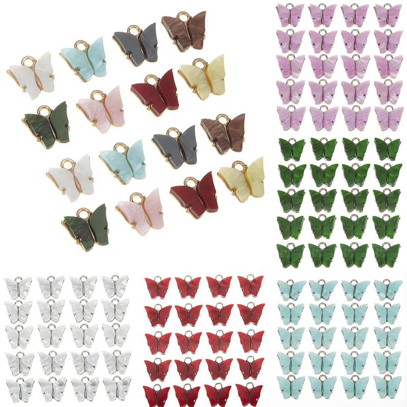 10Pcs Butterfly Charms Enamel Pendants Jewellery Earrings Bracelets Gold Plate - Image 14