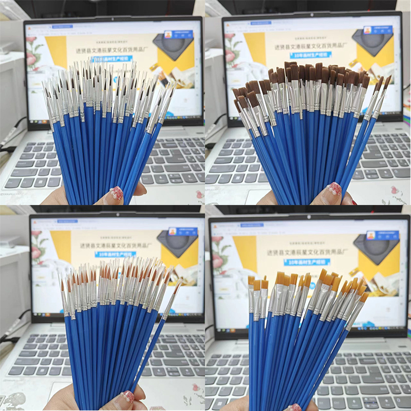 50PC Nylon Hair Flat Brush Watercolor Acrylic Painting Hook Line Pen Digital Oil Painting Brush - Image 10