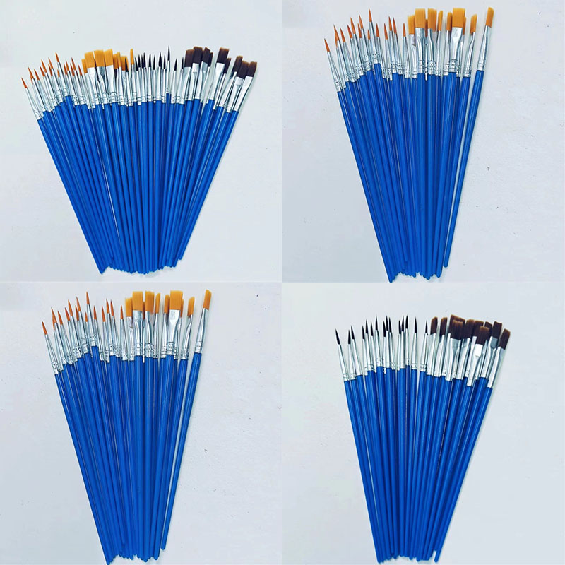 50PC Nylon Hair Flat Brush Watercolor Acrylic Painting Hook Line Pen Digital Oil Painting Brush - Image 12