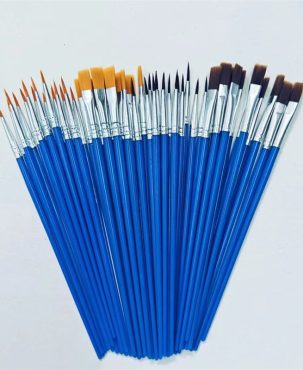 50PC Nylon Hair Flat Brush Watercolor Acrylic Painting Hook Line Pen Digital Oil Painting Brush