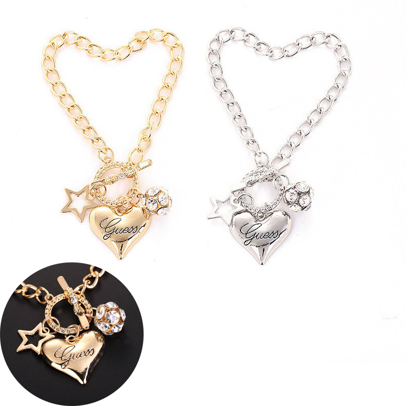 Love Heart Charm Bracelets for Women Gold Silver Color Bracelet&Bangle Jewelry Europe American Style Jewelry - 图片 17
