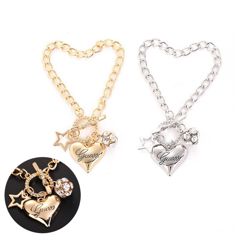 Love Heart Charm Bracelets for Women Gold Silver Color Bracelet&Bangle Jewelry Europe American Style Jewelry - 图片 10