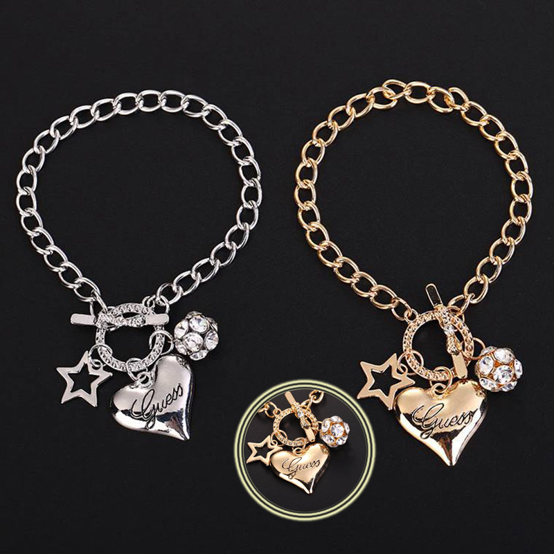 Love Heart Charm Bracelets for Women Gold Silver Color Bracelet&Bangle Jewelry Europe American Style Jewelry - 图片 18