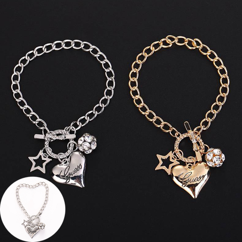 Love Heart Charm Bracelets for Women Gold Silver Color Bracelet&Bangle Jewelry Europe American Style Jewelry - 图片 11